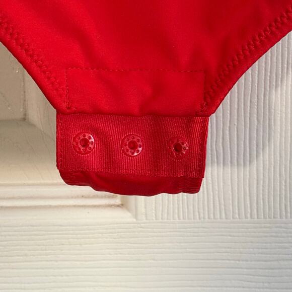 Popilush Red Cowl Neck Corset Bodysuit Small Sculpting Shapewear Glam Coquette - Picture 6 of 7